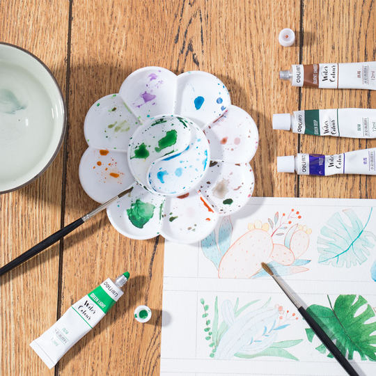 Дели цветение сливы большое студенческое искусство трехстрочная цветовая палитра