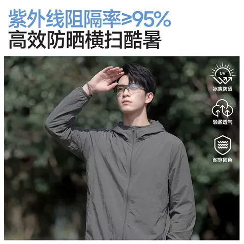 雪中飞男女防晒衣2026新款登山运动外套男薄款透气连帽防晒服PCD 图片 2