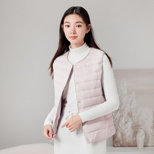 雪中飞秋季新款基础舒适轻薄女士短款保暖内搭排骨羽绒小马甲外套