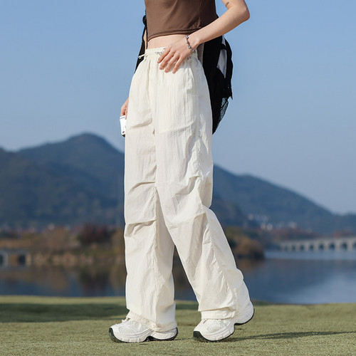 雪中飞2026开春新款男女抽绳直筒户外卡其工装裤防晒白色运动登山 - 图1