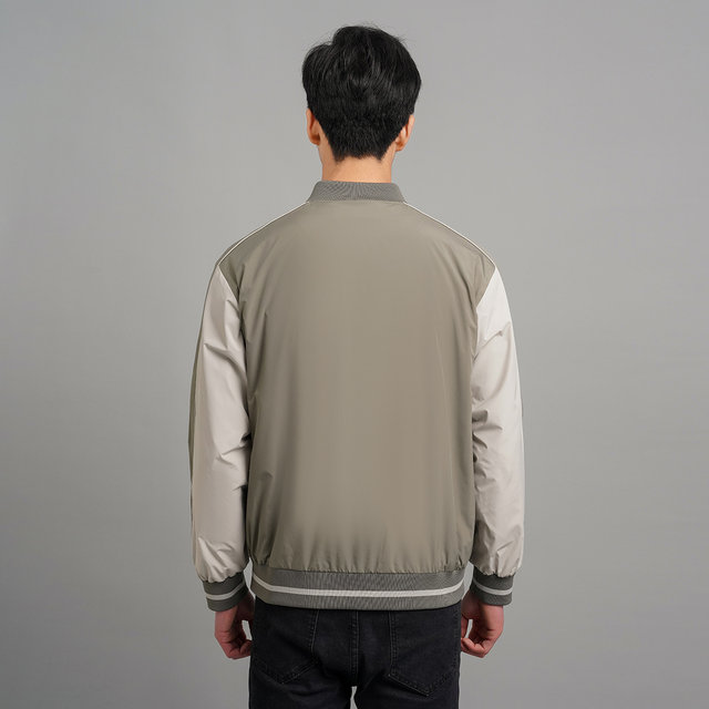 American retro handsome baseball uniform jacket flying in the snow