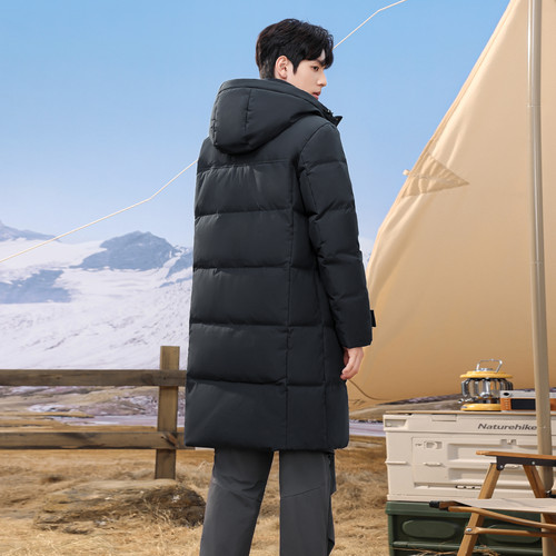 雪中飞2026春新款男女连帽长款羽绒服简约袖标时尚加厚大气百搭 - 图2