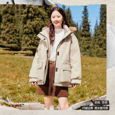 短款情侣装雪中飞学生貉子毛领