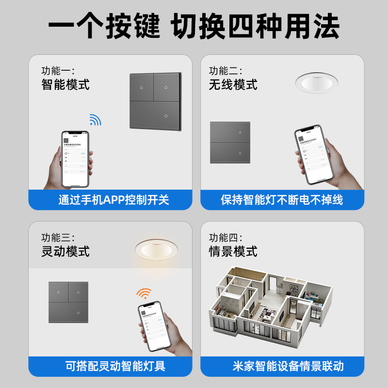 已接入米家智能开关控制面板肤感双控小爱同学语音包上门安装 - 图2