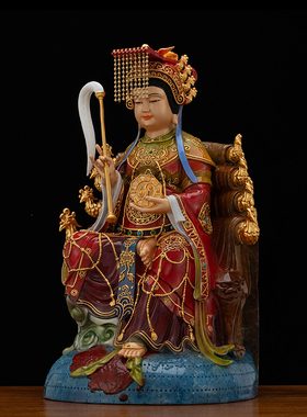 黄铜热染地母后土娘娘神像摆件