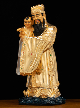 黄铜漆线雕福禄寿三星摆件家用