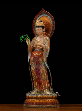 铜彩贴金东林大佛西方三圣佛像