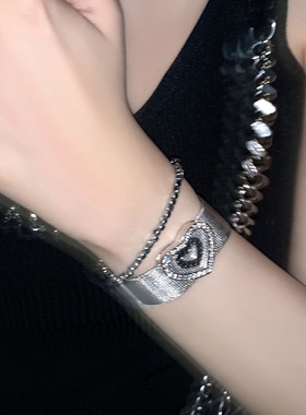 银色钛钢宽表带手镯手链