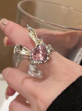 创意粉钻爱心兔子耳朵开