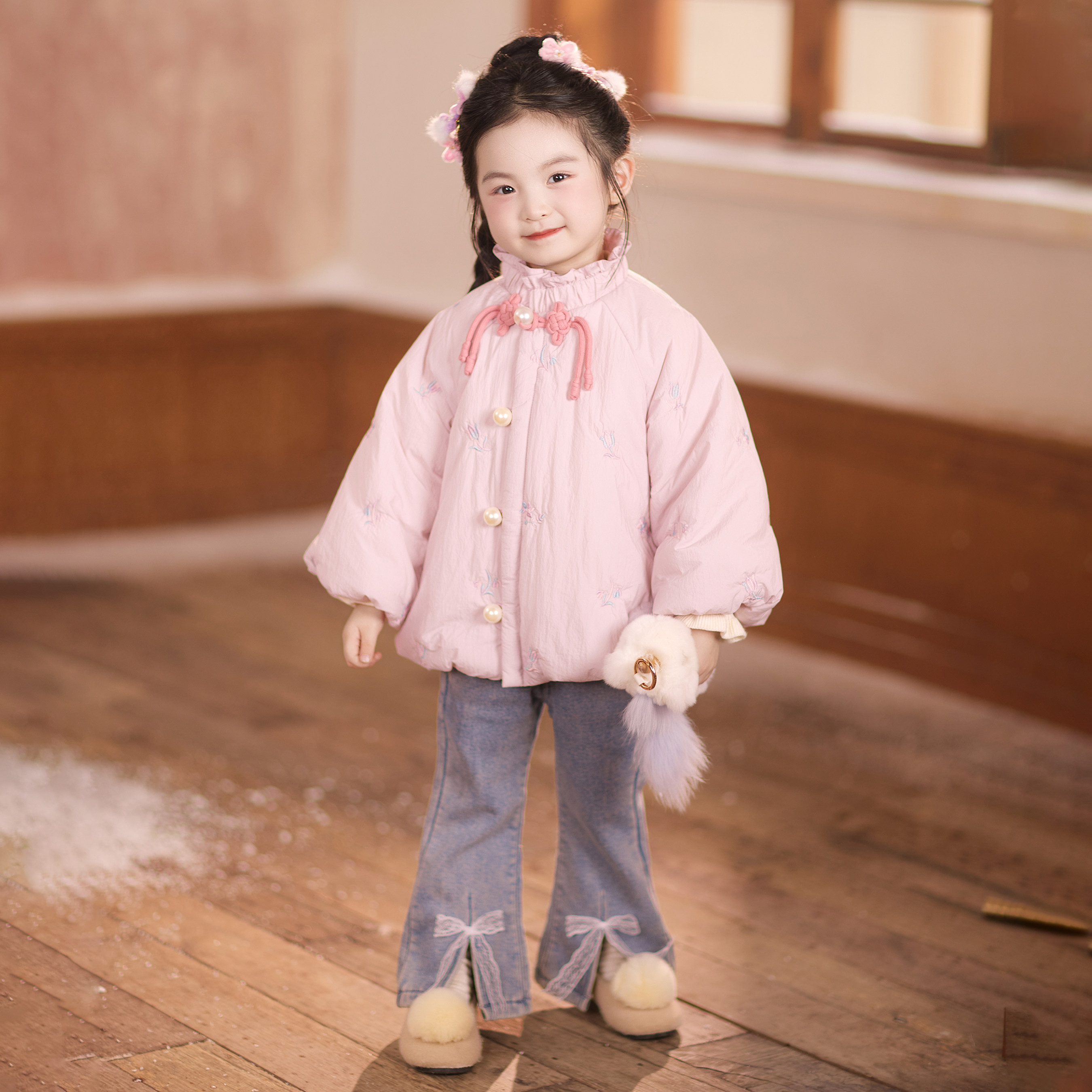 【奶泡泡】童锣湾女童汉服冬季新款汉元素改良款裤子套装加绒外套,淘宝优惠券,粉丝福利购,淘宝优惠卷