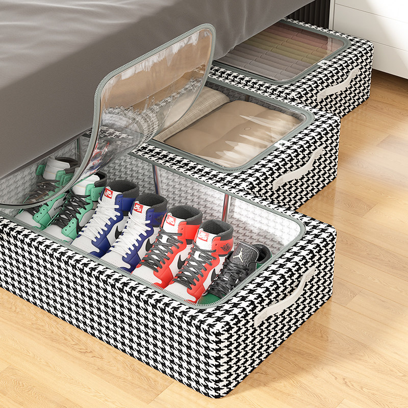 床底收纳箱家用扁平抽屉式衣服被子整理床下神器防潮可折叠储物盒 - 图1