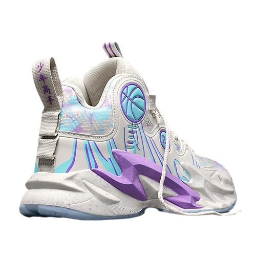 2024男鞋秋季大童学生篮球运动鞋男款青少年初中生跑步高帮球鞋男 - 图0