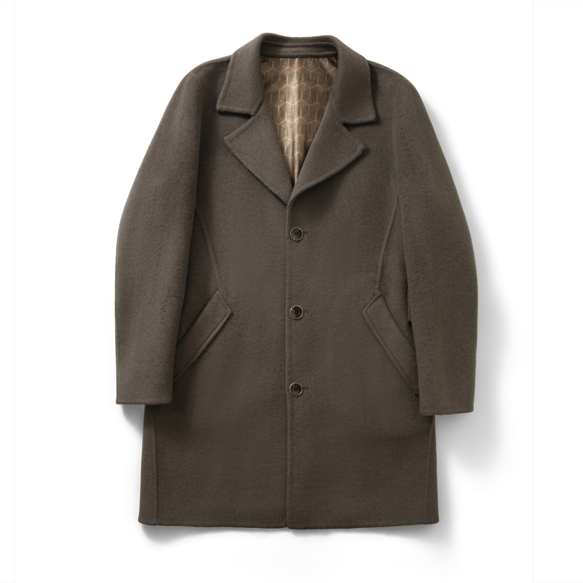 70.8%绵羊毛 冬季男士立体剪裁厚实防风保暖气质中长款呢大衣风衣 - 图3