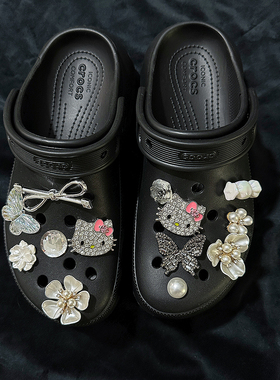 满钻ktcrocs洞洞鞋鞋花