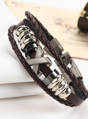 couples hand catenary bracelet men 船锚标皮绳复古男手链手镯