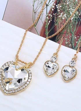 Wedding Jewelry Heart Crystal Necklace&Earring Jewerly sets