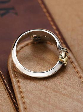 复古金刚降魔杵戒指男女国潮单身个性男士指环藏饰双色可调节潮饰