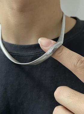 ins钛钢扁平蛇骨链个性时尚百搭嘻哈潮酷冷淡风简约土酷小众饰品