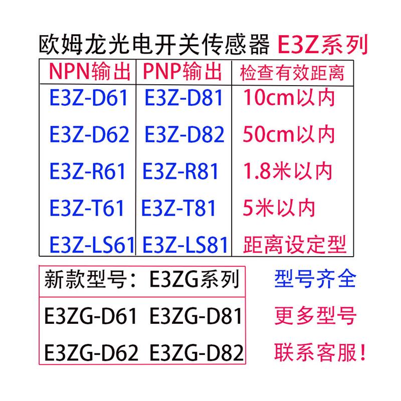 方形光电开关E3ZG-D61/E3Z-D62/E3ZT61/D81/R61/LS61漫反射、对射 - 图3