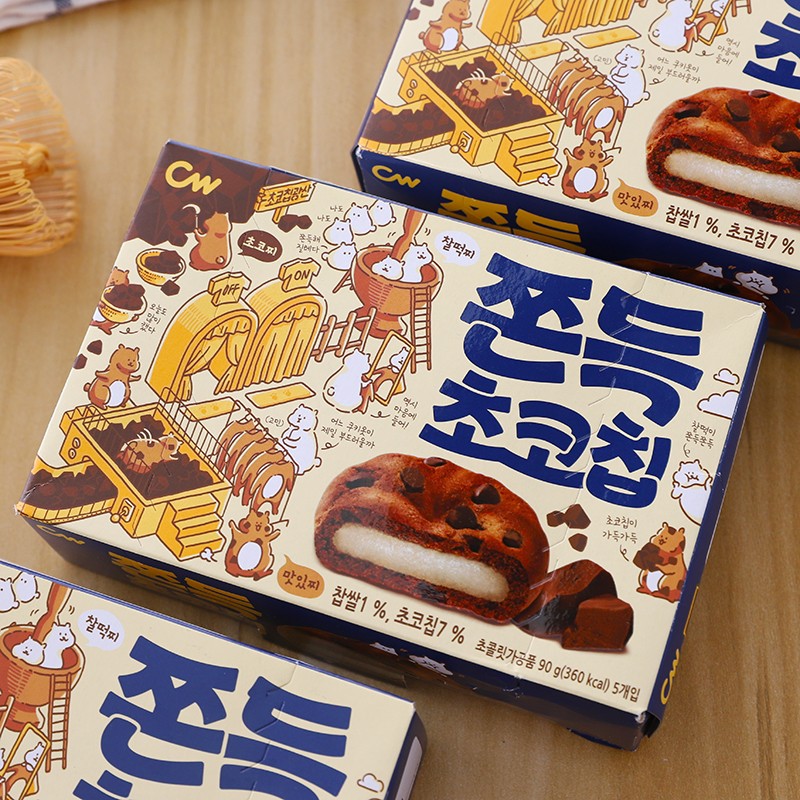 包邮韩国进口零食韩式糕点九日青佑巧克力打糕板栗原味粘糕夹心饼