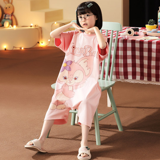 Girls pure cotton jumpsuit summer short-sleeved cute princess