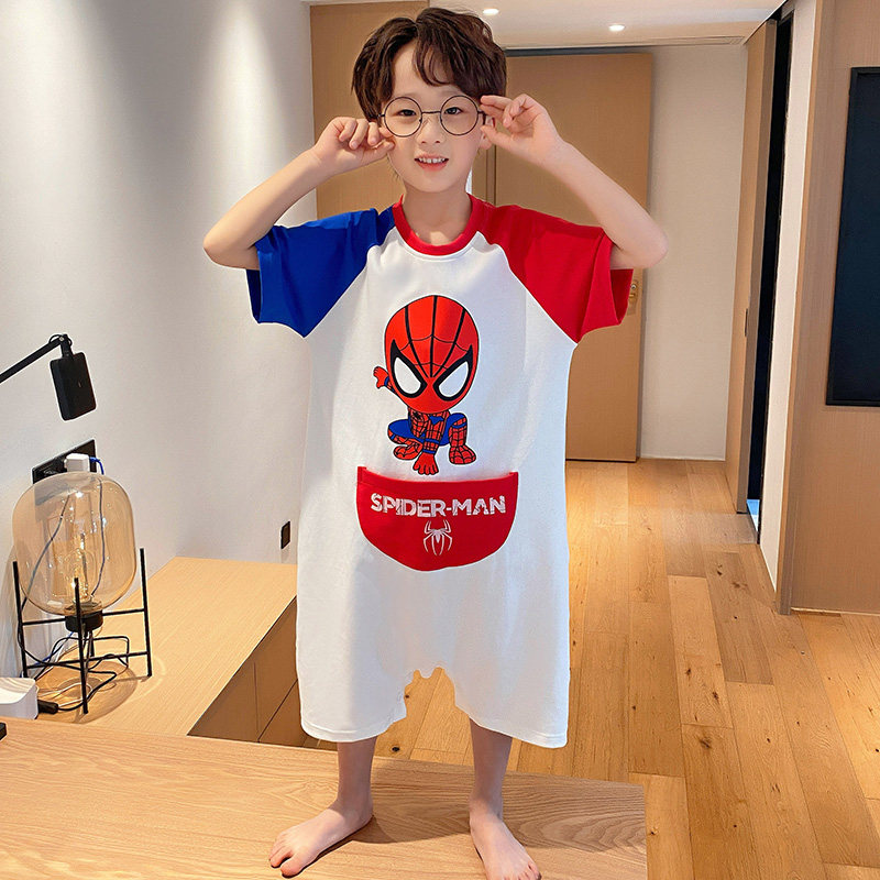 连体男童夏季纯棉短袖小男孩睡衣 佰媛琪睡衣/家居服套装