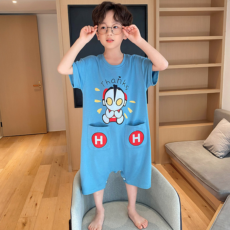 男童夏季纯棉儿童中大童防踢被睡衣 佰媛琪睡衣/家居服套装