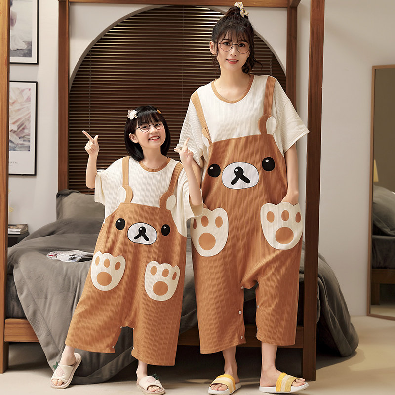 亲子夏季网红小熊母女连衣裙睡衣 佰媛琪睡衣/家居服套装