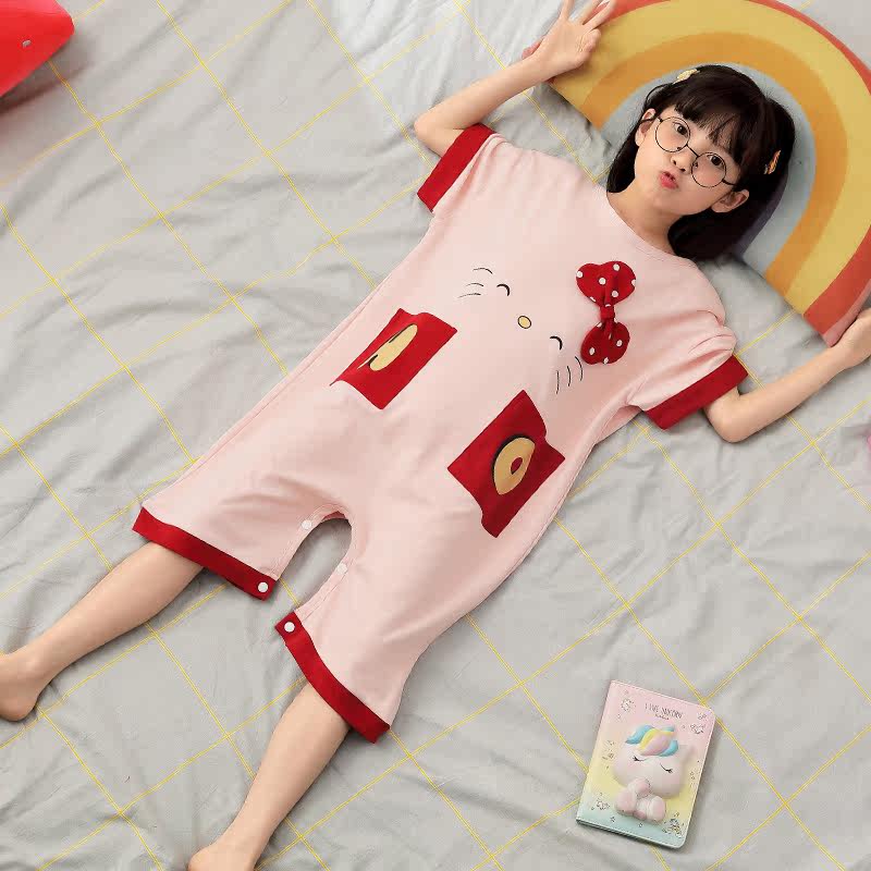 女童夏薄款短袖纯棉可爱睡裙连体衣 佰媛琪睡衣/家居服套装
