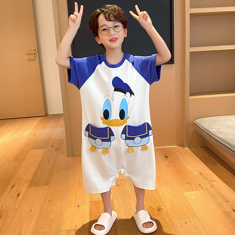 儿童连体男童夏季中大童纯棉12睡衣 佰媛琪睡衣/家居服套装