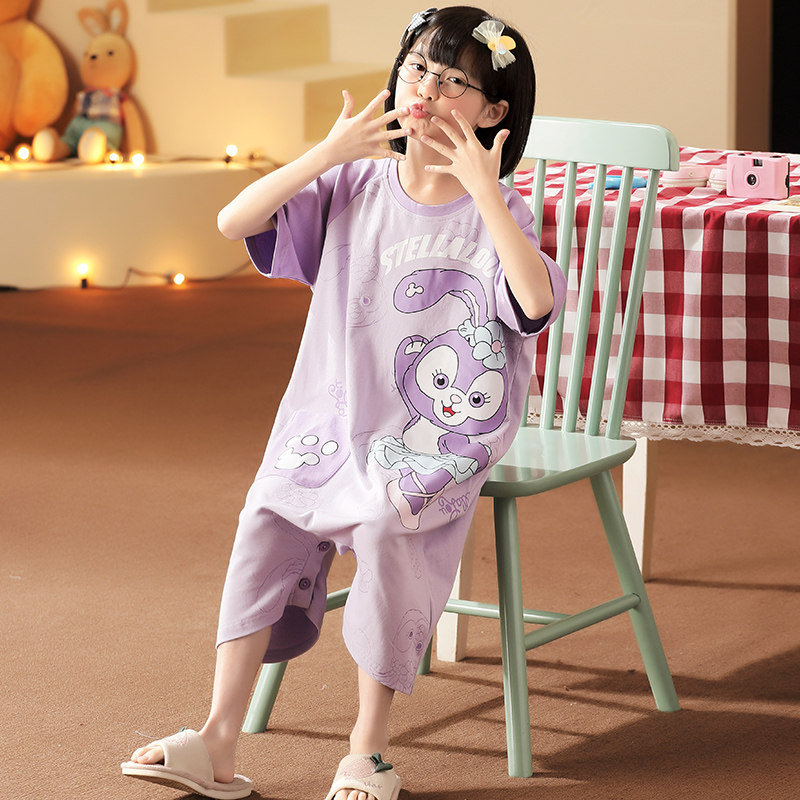 女童夏季儿童连身中大童纯棉睡衣 佰媛琪睡衣/家居服套装