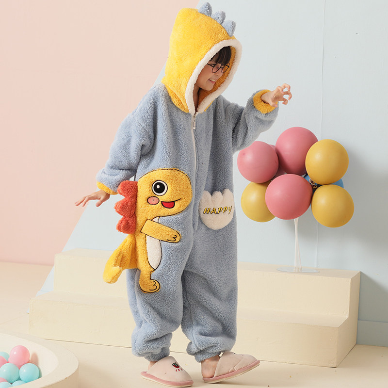 儿童连体秋冬季珊瑚绒男孩老虎睡衣 佰媛琪睡衣/家居服套装