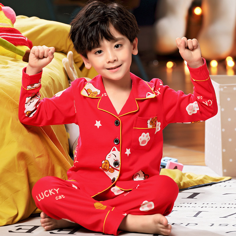 兔年男童纯棉长袖中大童13岁15睡衣 佰媛琪睡衣/家居服套装