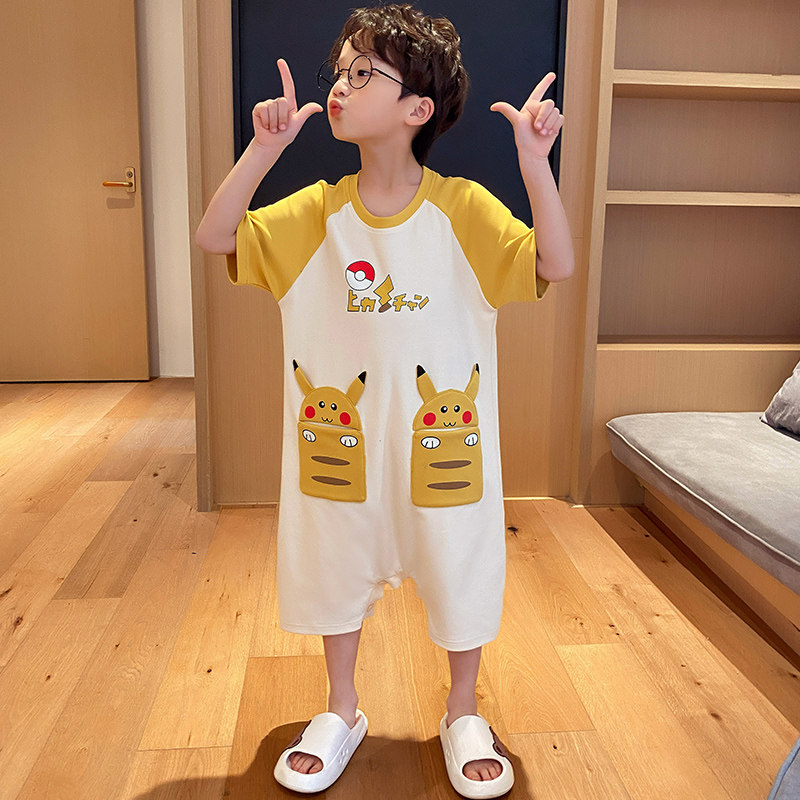 男童夏季纯棉儿童中大童防踢被睡衣 佰媛琪睡衣/家居服套装