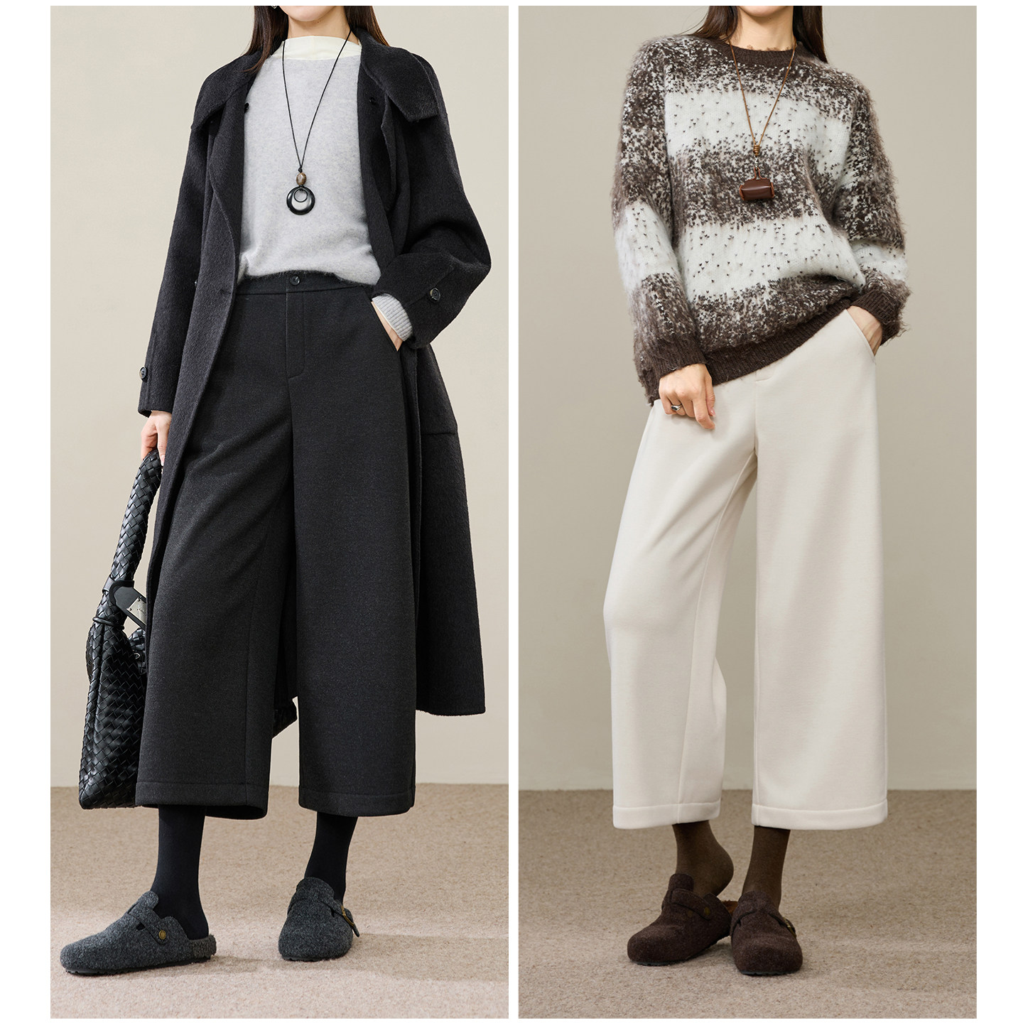 逸阳显瘦九分加绒阔腿裤2025年冬季遮肉显瘦羊毛呢宽松直筒裤通勤,淘宝优惠券,粉丝福利购,淘宝优惠卷