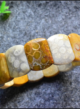 天然珊瑚玉菊花石手镯