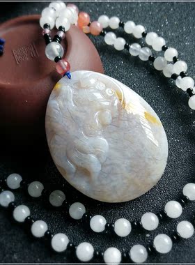 天然冰种挂坠水晶毛衣链珊瑚石