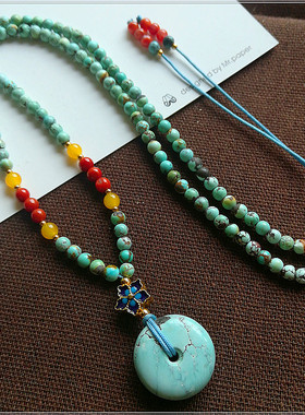 孤品天然原矿湖北绿松石毛衣链