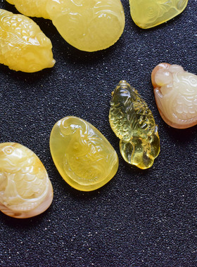 随形蜜蜡项链男女款雕刻天然琥珀