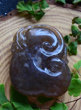 精品特惠 天然珊瑚玉黑冰吊坠雕件 玉化果冻料棕冰珊瑚玉吊坠