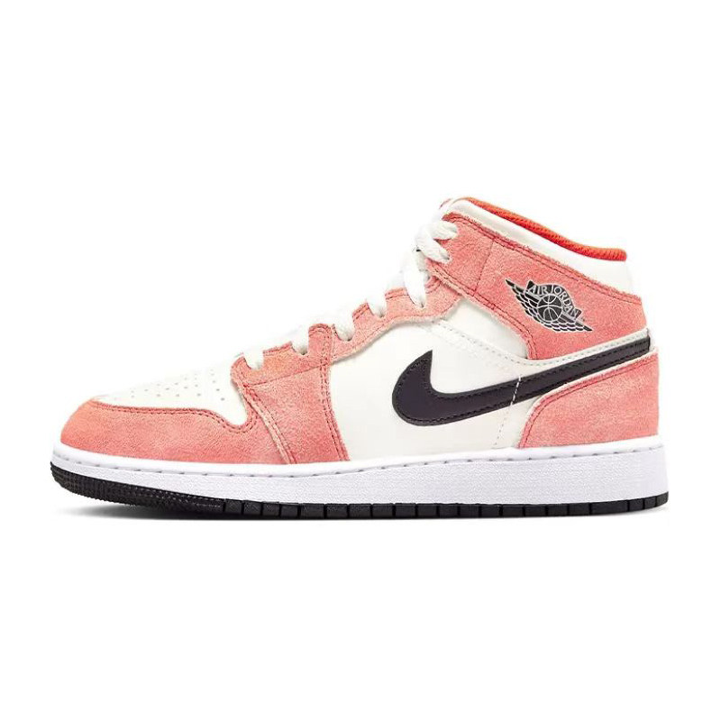 Nike Air Jordan1 Mid AJ1 粉色 女子中帮复古板鞋 DV1336-800,淘宝优惠券,粉丝福利购,淘宝优惠卷