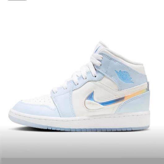 Nike Air Jordan1 GS AJ1  白蓝女子低帮潮流板鞋 FQ9117-400,淘宝优惠券,粉丝福利购,淘宝优惠卷