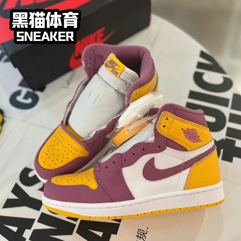 Air Jordan 1 AJ1兄弟会 乔1白紫黄 男女潮流篮球鞋 555088-706 - 图0