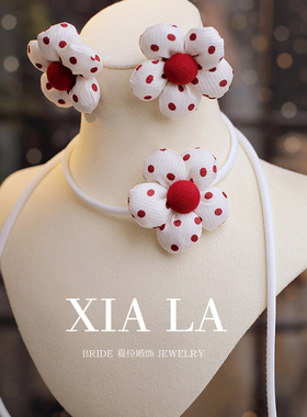 夏拉甜美花朵女颈链耳钉