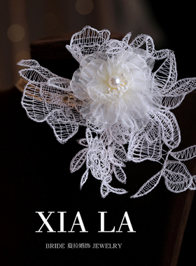 夏拉纱花朵蕾丝女原创项链