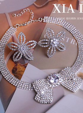 夏拉水钻女蝴蝶结项链