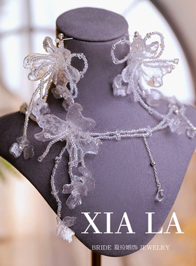 夏拉人工串珠女透明花朵项链