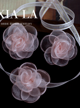 夏拉纱花瓣丝带女项链