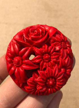 天然朱砂万寿花吊坠女款本命年毛衣链衣服百搭向阳太阳花朵挂饰品