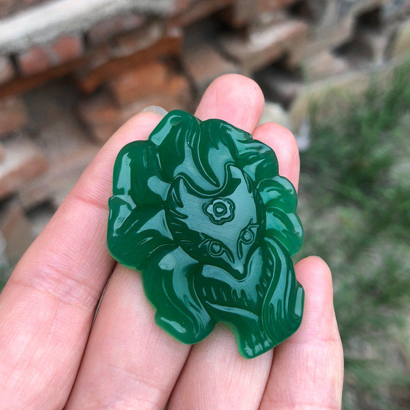 天然绿玛瑙高冰狐狸吊坠 男女款玉髓桃花随身佩戴小狐挂件,淘宝优惠券,粉丝福利购,淘宝优惠卷